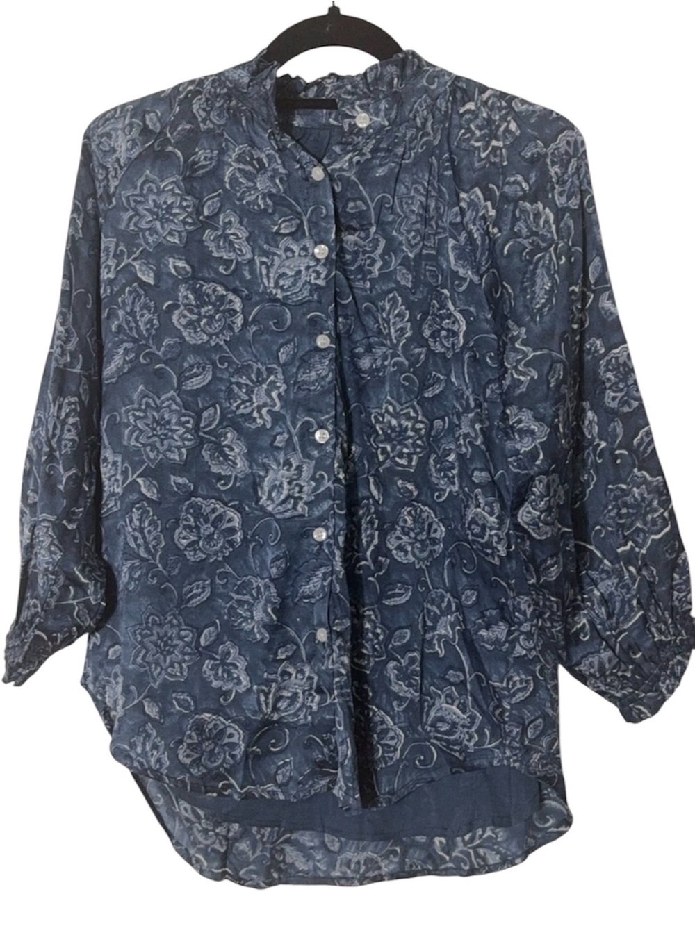 Clara‎ The Label Blouse Floral Print Blue Cotton NWT XS